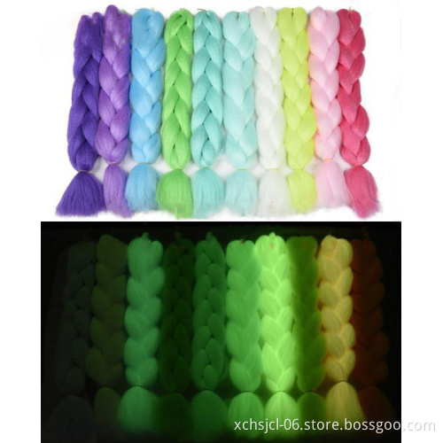 24inch 100g ombre glowing synthetic jumbo braids shining hair in the darkness soft braiding hair extensions for Women